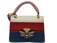 GG White/Red/Blue Leather Bee Emblem Purse