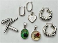 Sterling Brooch, Earrings, and Pendants