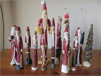 Collection of Tall Skinny Santas and Tree