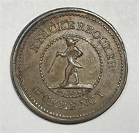 Civil War Token Knickerbocker Currency IOU 1 Cent