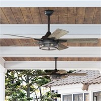 Black Indoor/outdoor Ceiling Fan With Light