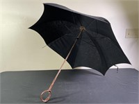 Antique Black Parasol Twisted Wood Handle