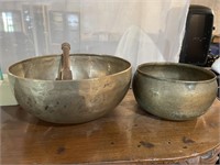 Two plain Tibetan singing bowls