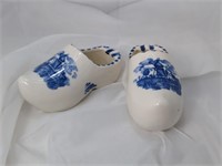 Mid Century Blue Porcelain Dutch Shoe Ashtrays