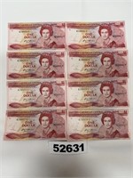 Consecutive 1 Dollar St. Vincent Banknotes, Perfec
