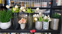 7 Asstd Faux Flower Arrangements in Vases