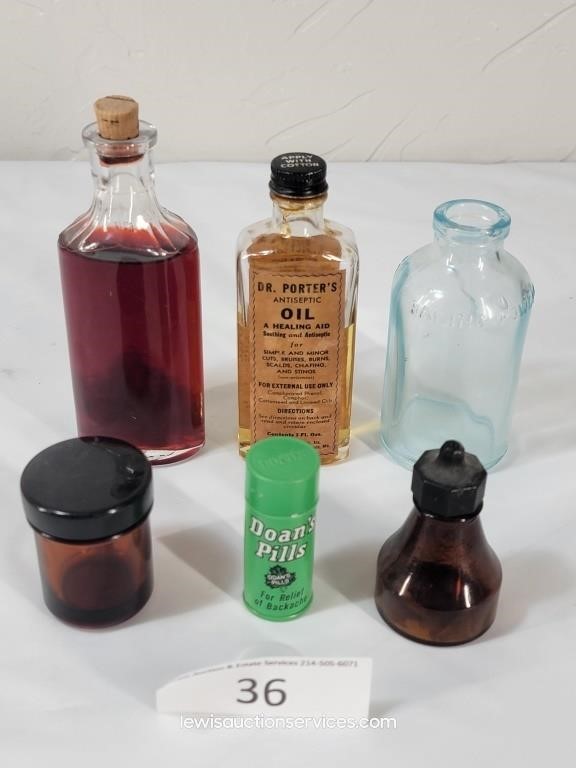 Small Mixed Lot Medicine Bottles & Tin