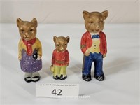 Set of Three Ceramic Fox Family Figures