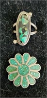TWO  TURQUOISE RINGS