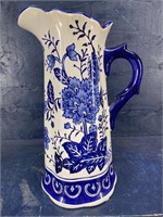 MODERN LARGE BLUE AND WHITE PITCHER JUG