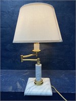 VINTAGE MARBLE AND BRASS SWING OUT TABLE LAMP
