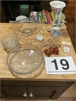 Lamp,Paper weights, Candle holder bowls & Misc.