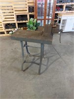 Lg Columbia vice on heavy cast&steel table