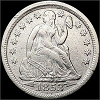 1853 Arws Seated Liberty Dime UNCIRCULATED