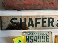 Shafer and Johnson wooden sign, 36 x 3 1/2”