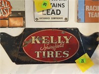 Kelly Tires, metal sign 8 x 22”