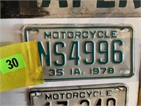 Franklin County motorcycle license plate 1978