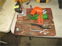 Palm sander, 3/8" electric drill, misc tools