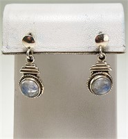 Sterling Rainbow Moonstone Earrings 6 Grams