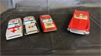 4 Vintage Cars 3 Tins