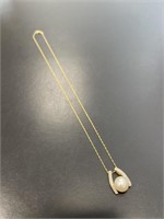 14 KT Chain and Pearl with Diamonds Pendant