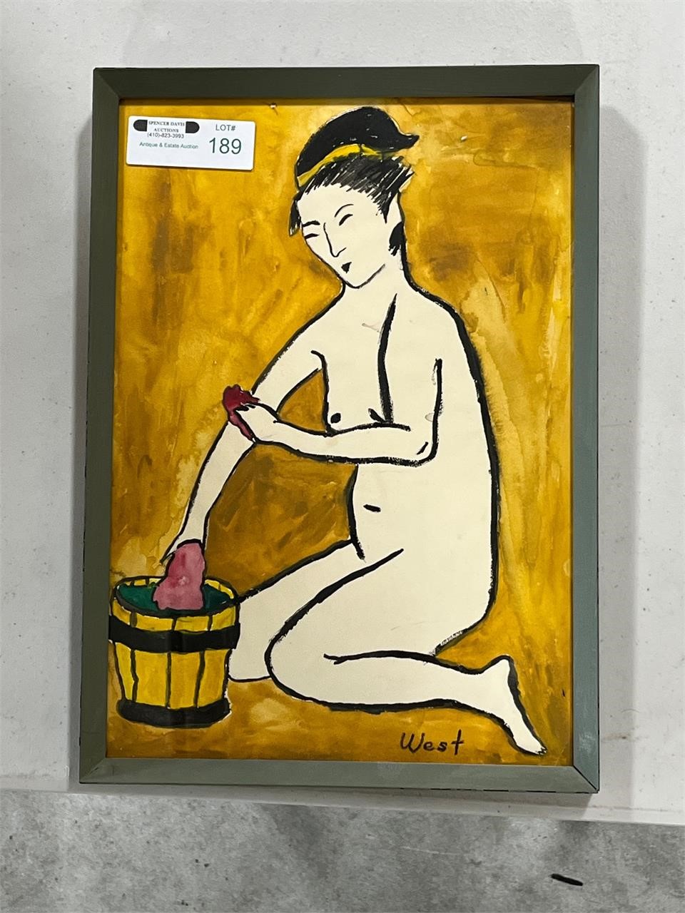 Framed Asian Style Nude Signed West