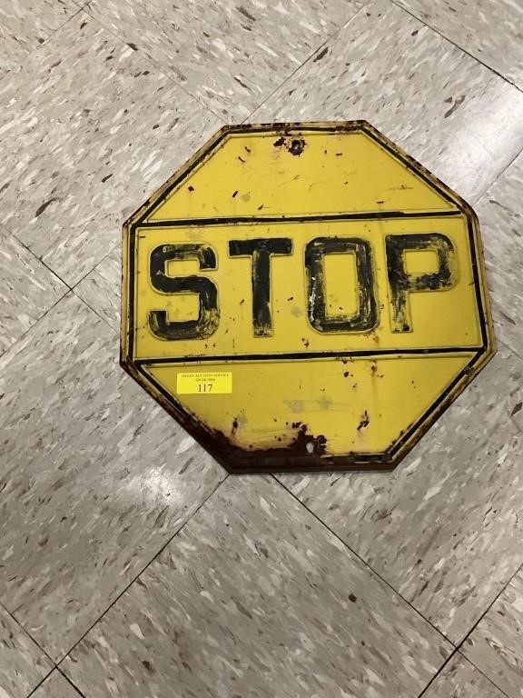 Vintage Metal Stop Sign 18 inch