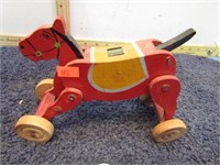 WIND-UP WOODEN HORSE TOY