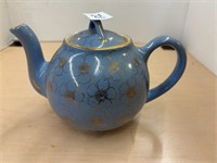 VTG Hall 6 cup blue and gold teapot