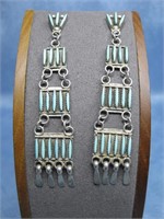Vtg Sterling Silver Needlepoint Earrings Hallmark