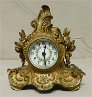 Waterbury Gilt Rococo Cast Metal Clock.