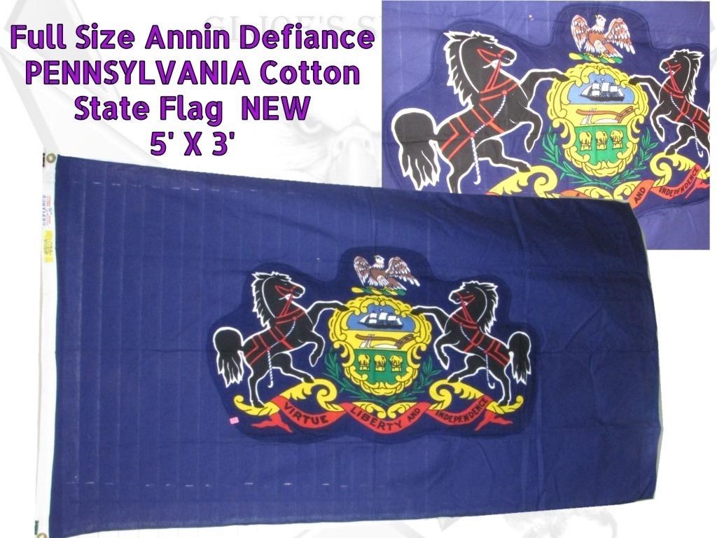 Full Size 5X3 Annin Defiance Cotton PA Flag Q5