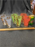 Lot of Colored Gold Grapes Cups Glasses