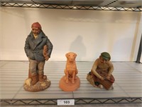 PECAN RESIN FIGURINES, AND TERRACOTTA DOG