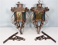 Pr. Spanish Revival Bracket Lanterns
