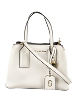 Marc Jacobs White Leather Grosgrain Top Handle Bag