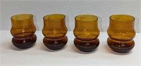4 Vintage Krosno Polish Amber 3" Tumbler Glasses