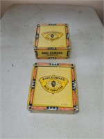 2 SMALL VTG CIGAR BOXES W/ FOREIGN CURRENCY