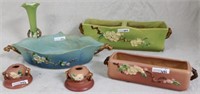 6 PCS. ROSEVILLE POTTERY, APPLE BLOSSOM, 368-8"