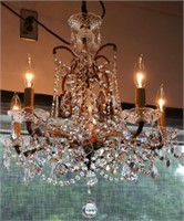 ORNATE BRASS 5 LITE CHANDELIER WITH QUALITY