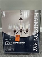 Hampton Bay PAVLEN 3-Light 18in Chandelier Bronze