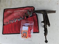 Wrenches and Saw Clamp and Multimeter