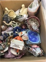 BOX OF MIXED CHINA & COLLECTABLES, GLASSWARE