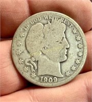 1909 O SILVER BARBER HALF DOLLAR