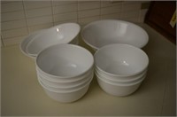 Lot of 10 White Corelle Serving & Other Bowls