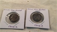 1945 p and 1945 s silver war nickels