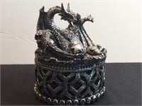 Silver Dragon Resin Figure Trinket Box.