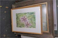 Flower Painting & (4) Framed Prints