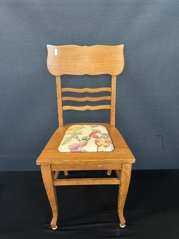 Antique Oak Straight Back Chair