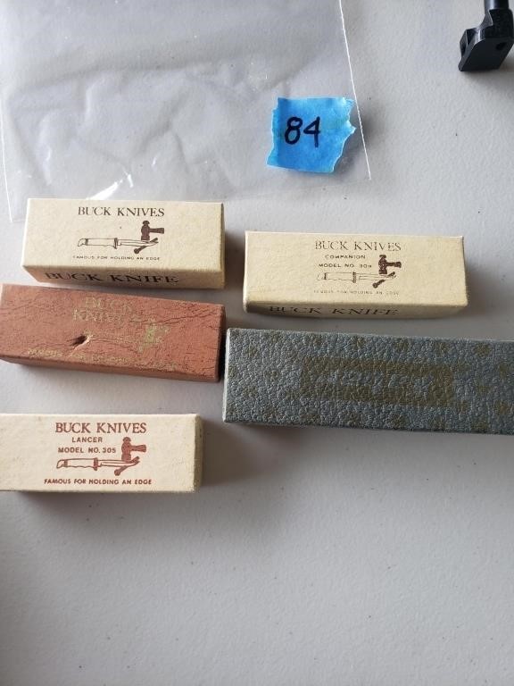 5 empty buck knife boxes